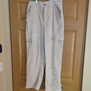 Hollister Junior's Ivory Cargo Wide Wale‎ Couderoy Pants Sz 13R